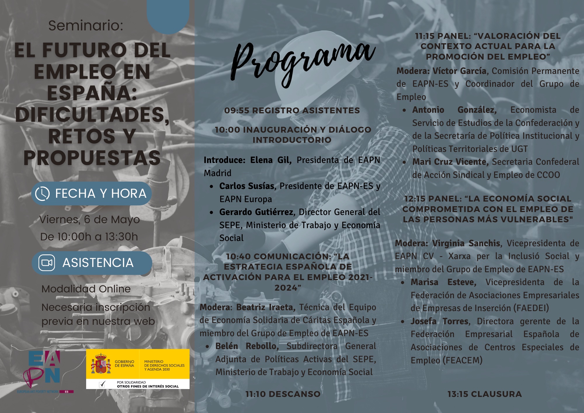 Banner con información del programa del evento. Más información a continuación.
